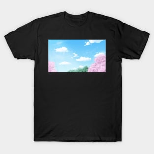 Clear Sunny Spring Landscape Painting - Relaxing Scenery Design T-Shirt